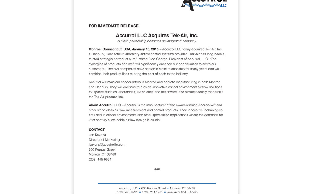 Press Release – Company Acquisition